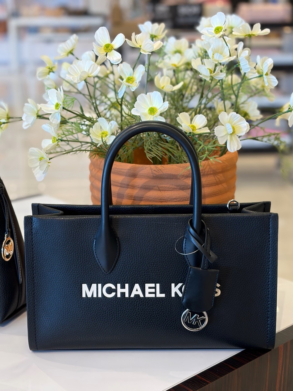 Michael Kors Black Leather Logo Satchel Tote Crossbody